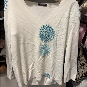 Cyrus White and Blue Long Sleeve Top
